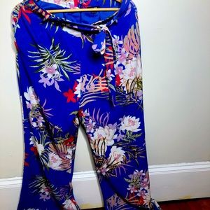 Blue floral pants